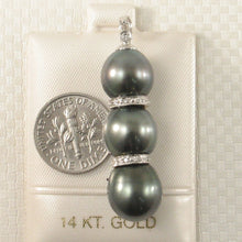 Load image into Gallery viewer, Black Tahitian Pearl &amp; 19 Diamonds in 14k White Gold
