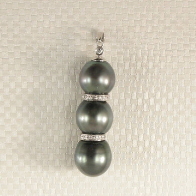 Black Tahitian Pearl & 19 Diamonds in 14k White Gold