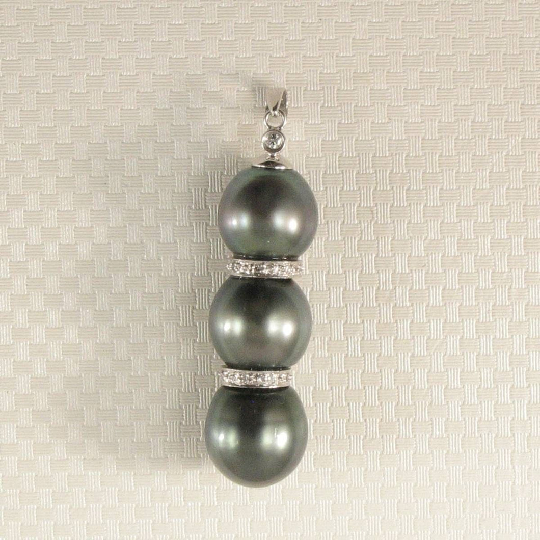 Black Tahitian Pearl & 19 Diamonds in 14k White Gold