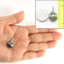 Load image into Gallery viewer, Black Pearl Pendant – 14k White Gold + Trio Diamonds