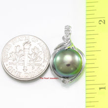 Load image into Gallery viewer, Black Pearl Pendant – 14k White Gold + Trio Diamonds