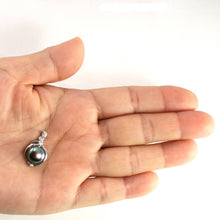 Load image into Gallery viewer, Black Pearl Pendant – 14k White Gold + Trio Diamonds