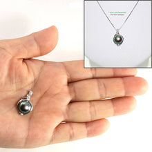 Load image into Gallery viewer, Black Pearl Pendant – 14k White Gold + Trio Diamonds