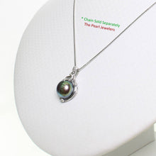Load image into Gallery viewer, Black Pearl Pendant – 14k White Gold + Trio Diamonds