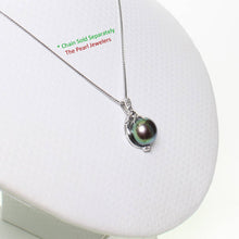 Load image into Gallery viewer, Black Pearl Pendant – 14k White Gold + Trio Diamonds