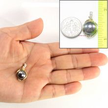 Load image into Gallery viewer, Black Pearl Pendant – 14k Yellow Gold with Trio Diamonds + Chain Options