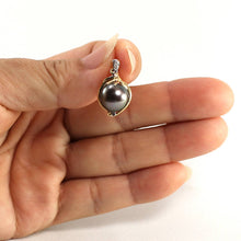 Load image into Gallery viewer, Black Pearl Pendant – 14k Yellow Gold with Trio Diamonds + Chain Options