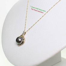 Load image into Gallery viewer, Black Pearl Pendant – 14k Yellow Gold with Trio Diamonds + Chain Options