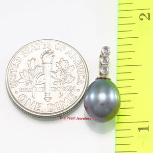Black Pearl Pendant – 14k Yellow Gold + Diamond + Cable Chain