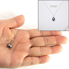 Load image into Gallery viewer, Black Pearl Pendant – 14k Yellow Gold + Diamond + Cable Chain