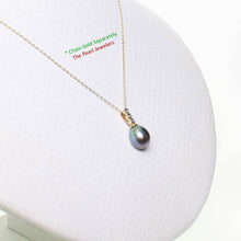 Load image into Gallery viewer, Black Pearl Pendant – 14k Yellow Gold + Diamond + Cable Chain