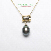 Load image into Gallery viewer, Black Pearl Pendant – 14k Yellow Gold Tunnel Bail + Diamonds