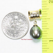 Load image into Gallery viewer, Black Pearl Pendant – 14k Yellow Gold Tunnel Bail + Diamonds