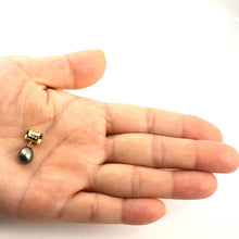Load image into Gallery viewer, Black Pearl Pendant – 14k Yellow Gold Tunnel Bail + Diamonds
