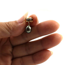 Load image into Gallery viewer, Black Pearl Pendant – 14k Yellow Gold Tunnel Bail + Diamonds