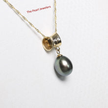 Load image into Gallery viewer, Black Pearl Pendant – 14k Yellow Gold Tunnel Bail + Diamonds