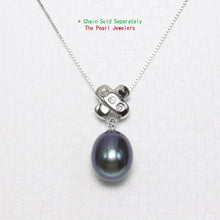 Load image into Gallery viewer, Black Pearl Pendant – 14k White Gold X Bail + Diamonds