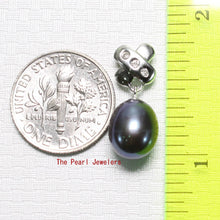 Load image into Gallery viewer, Black Pearl Pendant – 14k White Gold X Bail + Diamonds