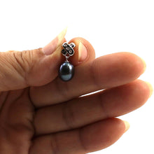 Load image into Gallery viewer, Black Pearl Pendant – 14k White Gold X Bail + Diamonds