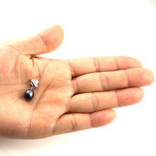 Load image into Gallery viewer, Black Pearl Pendant – 14k White Gold X Bail + Diamonds