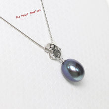 Load image into Gallery viewer, Black Pearl Pendant – 14k White Gold X Bail + Diamonds