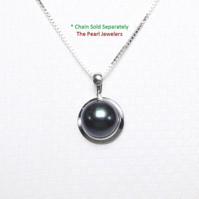 Black Pearl Pendant – 14k White Gold Encircles Design
