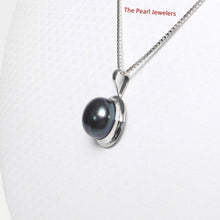 Load image into Gallery viewer, Black Pearl Pendant – 14k White Gold Encircles Design