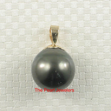 Load image into Gallery viewer, Genuine Black Tahitian Pearl &amp; 14k Yellow Gold Flower-Bale Pendant