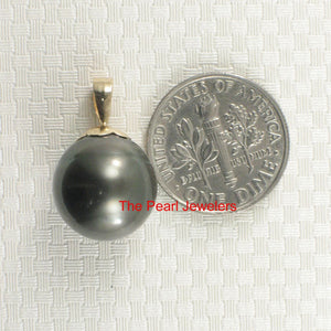 Genuine Black Tahitian Pearl & 14k Yellow Gold Flower-Bale Pendant