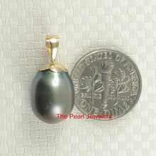 Load image into Gallery viewer, Genuine Black Tahitian Pearl &amp; 14k Yellow Gold Flower-Bale Pendant