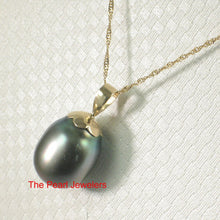 Load image into Gallery viewer, Genuine Black Tahitian Pearl &amp; 14k Yellow Gold Flower-Bale Pendant