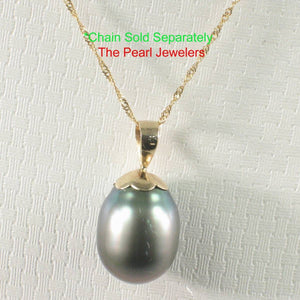 Genuine Black Tahitian Pearl & 14k Yellow Gold Flower-Bale Pendant