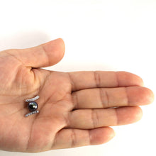 Load image into Gallery viewer, Black Pearl Pendant – 14k White Gold “H” Design + 12 Diamonds