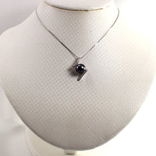 Load image into Gallery viewer, Black Pearl Pendant – 14k White Gold “H” Design + 12 Diamonds