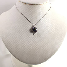 Load image into Gallery viewer, Black Pearl Pendant – 14k White Gold “H” Design + 12 Diamonds