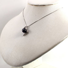 Load image into Gallery viewer, Black Pearl Pendant – 14k White Gold “H” Design + 12 Diamonds