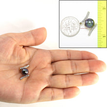 Load image into Gallery viewer, Black Pearl Pendant – 14k Yellow Gold “H” Design + 12 Diamonds