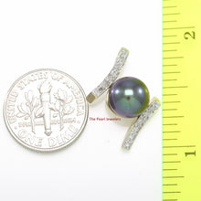 Load image into Gallery viewer, Black Pearl Pendant – 14k Yellow Gold “H” Design + 12 Diamonds