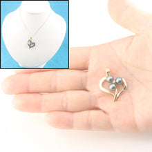 Load image into Gallery viewer, Black Pearl Heart Pendant with Diamond – 14k Yellow Gold