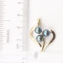 Load image into Gallery viewer, Black Pearl Heart Pendant with Diamond – 14k Yellow Gold