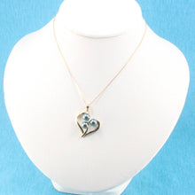 Load image into Gallery viewer, Black Pearl Heart Pendant with Diamond – 14k Yellow Gold