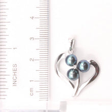 Load image into Gallery viewer, Black Pearl Heart Pendant – 14k White Gold with Diamond Accent