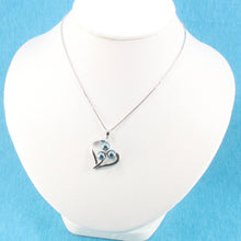 Load image into Gallery viewer, Black Pearl Heart Pendant – 14k White Gold with Diamond Accent