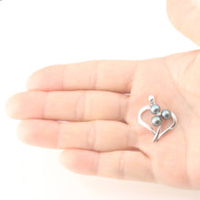 Load image into Gallery viewer, Black Pearl Heart Pendant – 14k White Gold with Diamond Accent