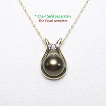 Load image into Gallery viewer, Black Pearl Love Pendant – 14k Yellow Gold + Diamond