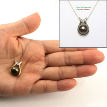 Load image into Gallery viewer, Black Pearl Love Pendant – 14k Yellow Gold + Diamond