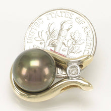 Load image into Gallery viewer, Black Pearl Love Pendant – 14k Yellow Gold + Diamond