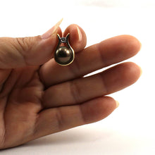 Load image into Gallery viewer, Black Pearl Love Pendant – 14k Yellow Gold + Diamond