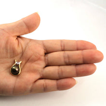 Load image into Gallery viewer, Black Pearl Love Pendant – 14k Yellow Gold + Diamond