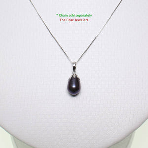 Black Pearl Pendant – 14k White Gold Claw Bail with Chain Options